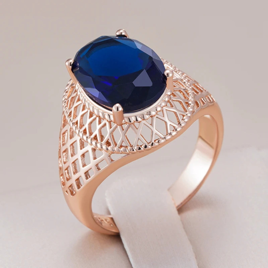 Blue Crystal Hollow Ring