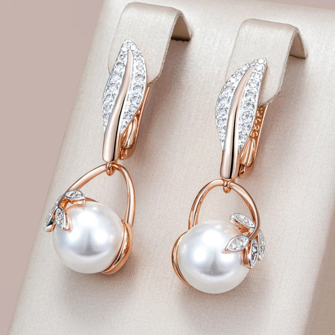 Bright Pearl Gold-Tone Earrings
