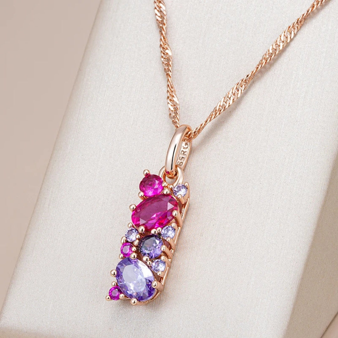 Red and Violet Crystal Necklace