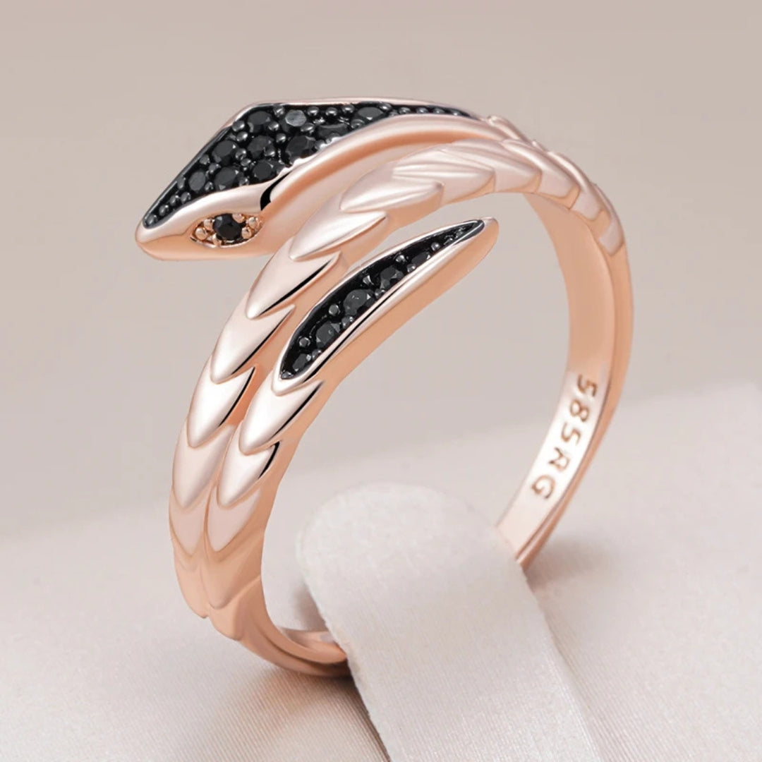 Black Serpent Gold-Tone Ring