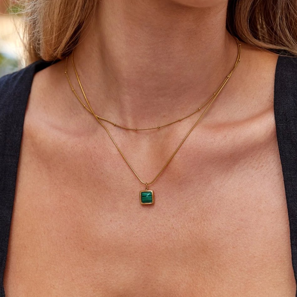 Fine Gold-Tone Bead Station Chain Necklace