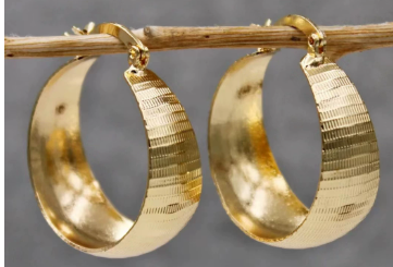 Vintage-Style Brushed Gold-Tone Crescent Hoop Earrings