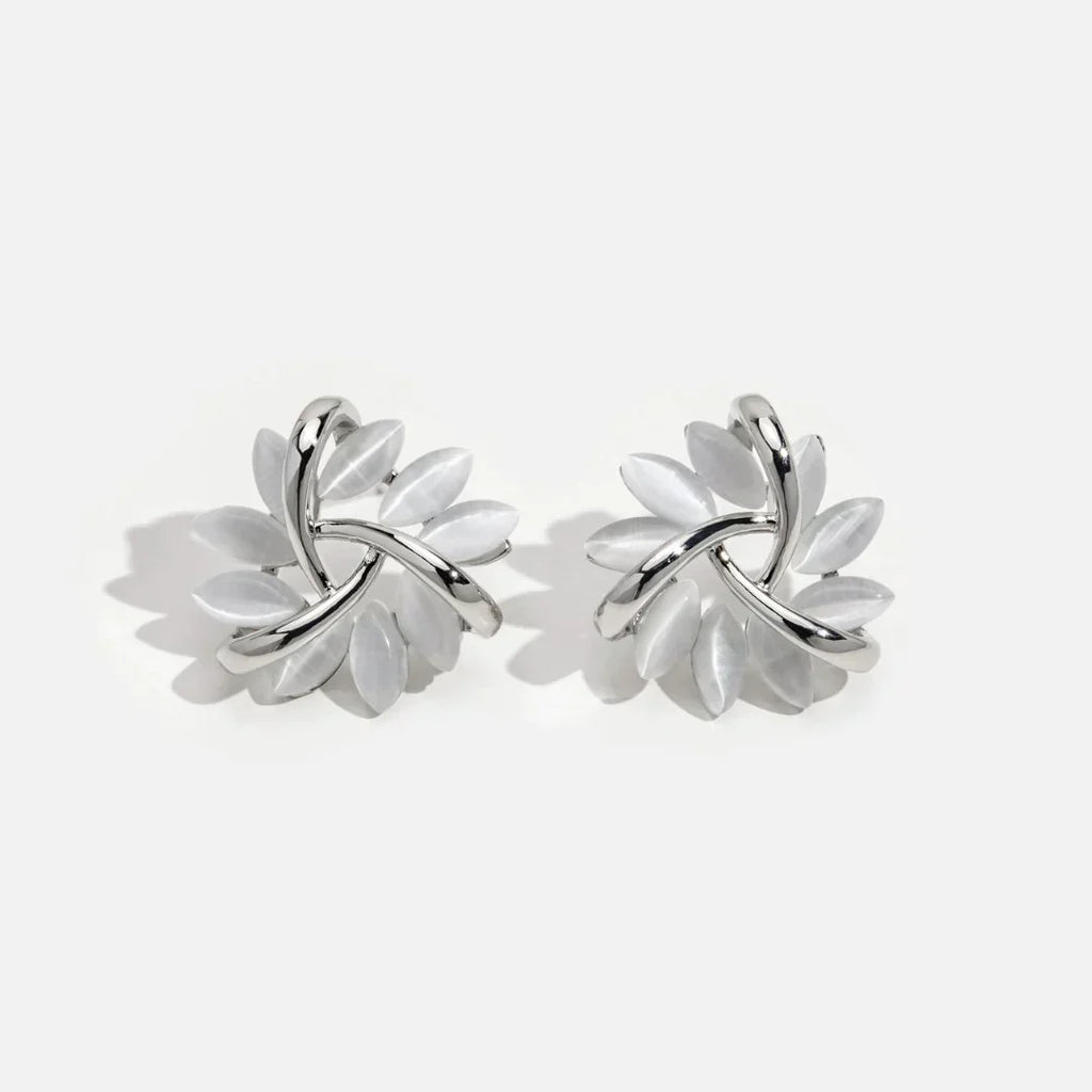 Circular Opal-Look Flower Stud Earrings