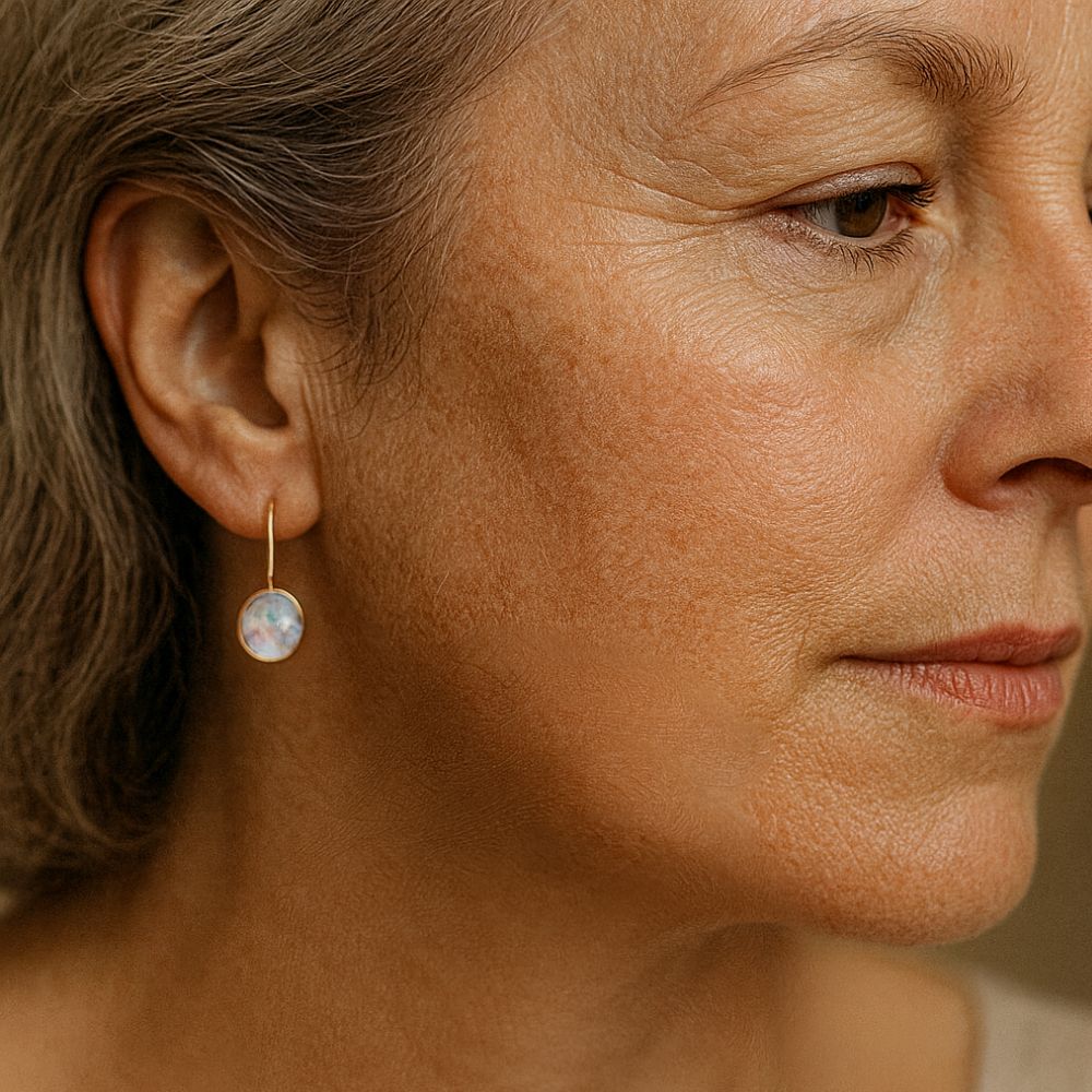 Vintage-Style Opal-Look Stone Gold-Tone Earrings