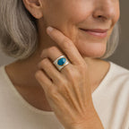Vintage-Style Blue Oval Stone Silver-Tone Ring