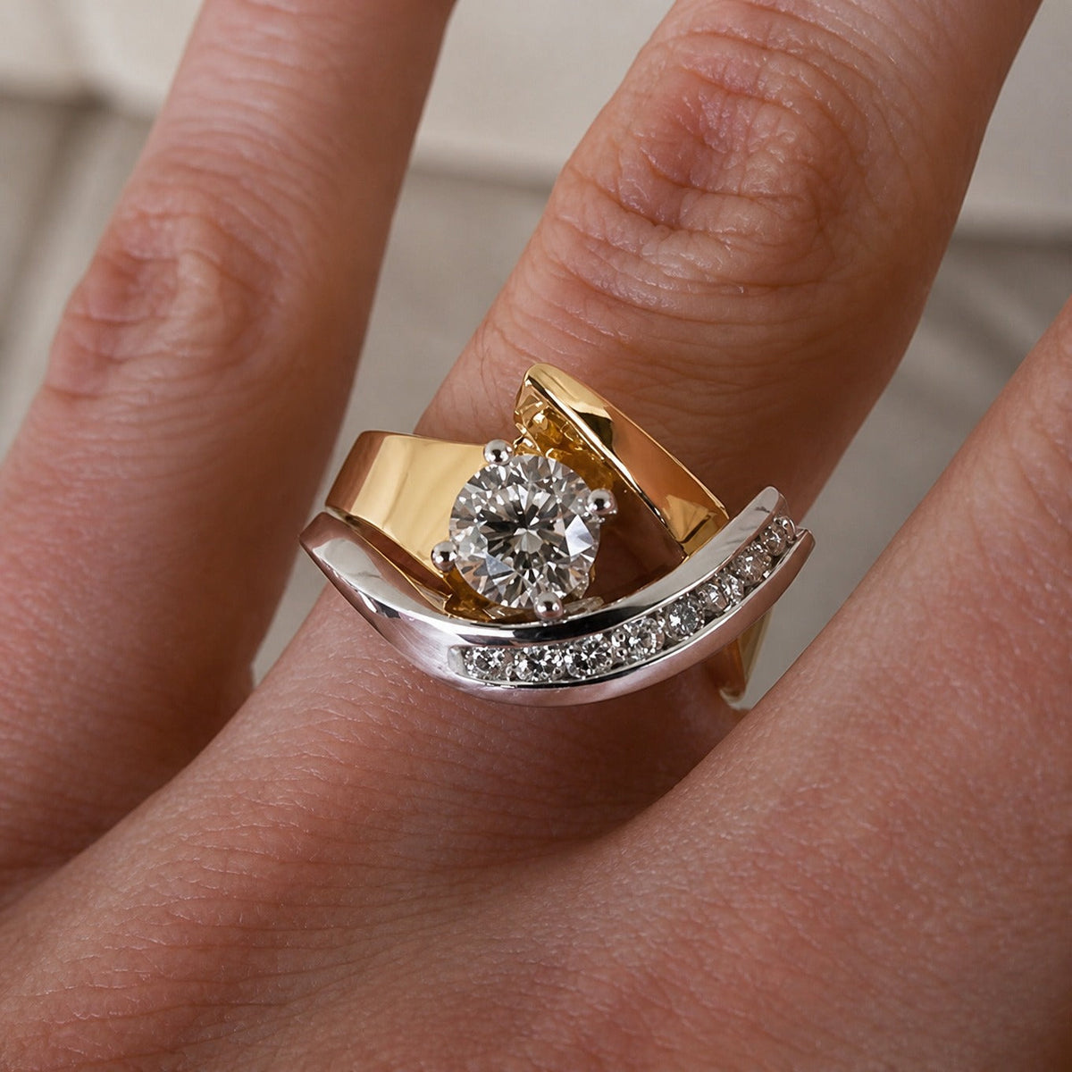 Artistic Irregular Two-Tone Ring