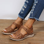Cushioned Wedge Sandals with Rounded Toe