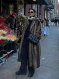 Faux Fur Double-Button Coat with Loose Longline Fit