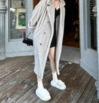 Double-Breasted Faux Fur Coat with a Turn-Down Collar