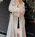 Double-Breasted Faux Fur Coat with a Turn-Down Collar