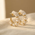 Bohemian Vintage Hoop Earrings with Baroque Pearl Accents