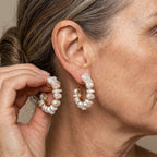 Bohemian Vintage Hoop Earrings with Baroque Pearl Accents