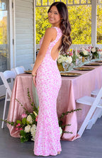 Sleeveless V-Neck Open Back Textured Maxi Dress