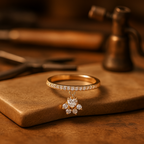Vintage-Style Cat Paw and Heart Stone Ring