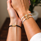 Dainty Initial Cord Bracelet with Pavé Charm