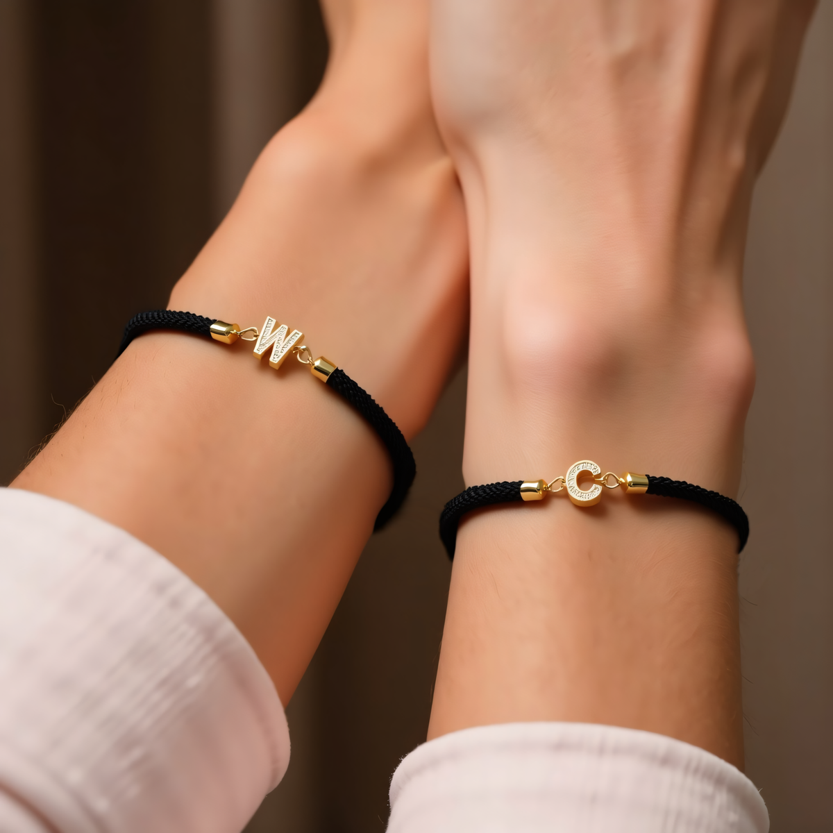 Dainty Initial Cord Bracelet with Pavé Charm