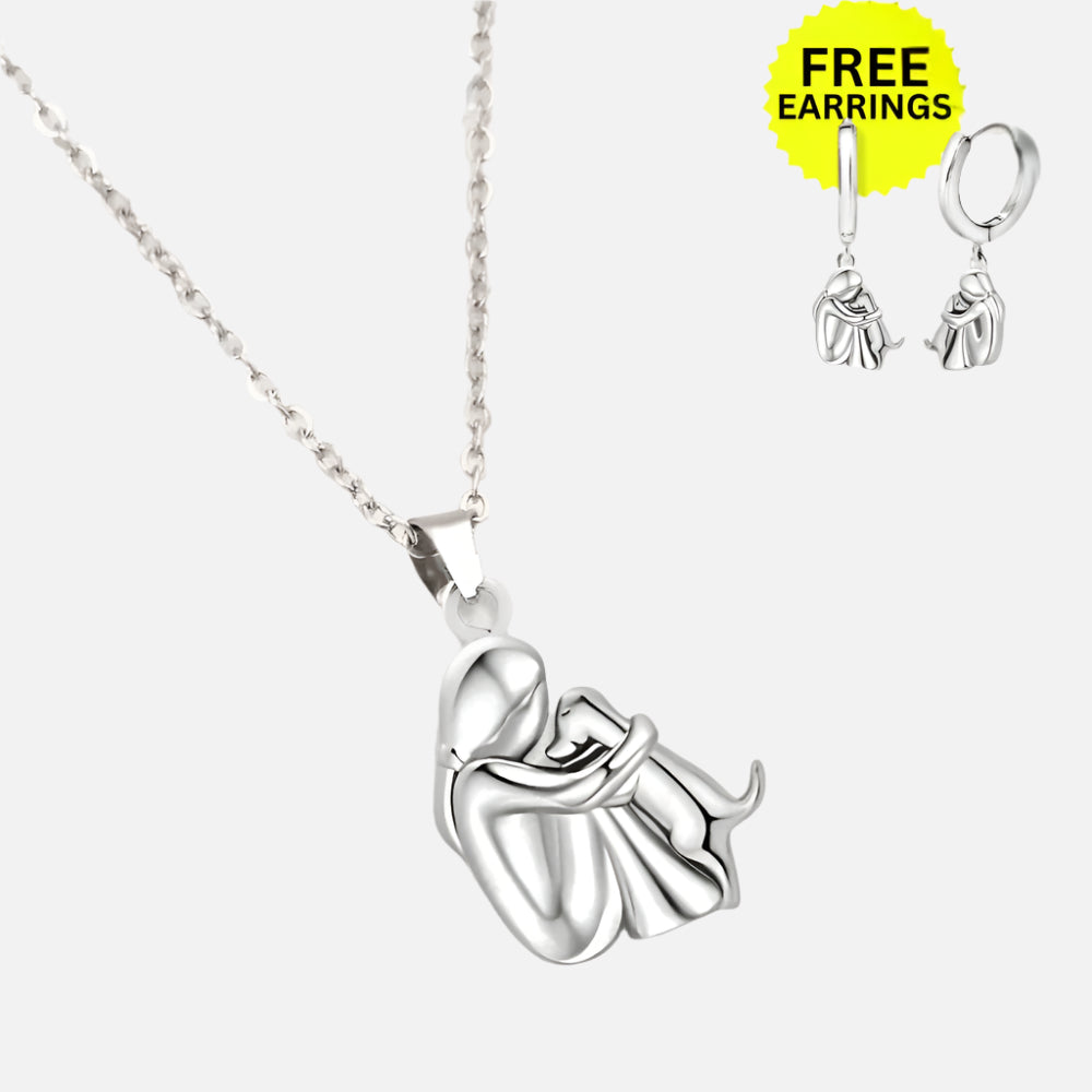 Conjunto de Colar com Pendente e Brincos Abraço