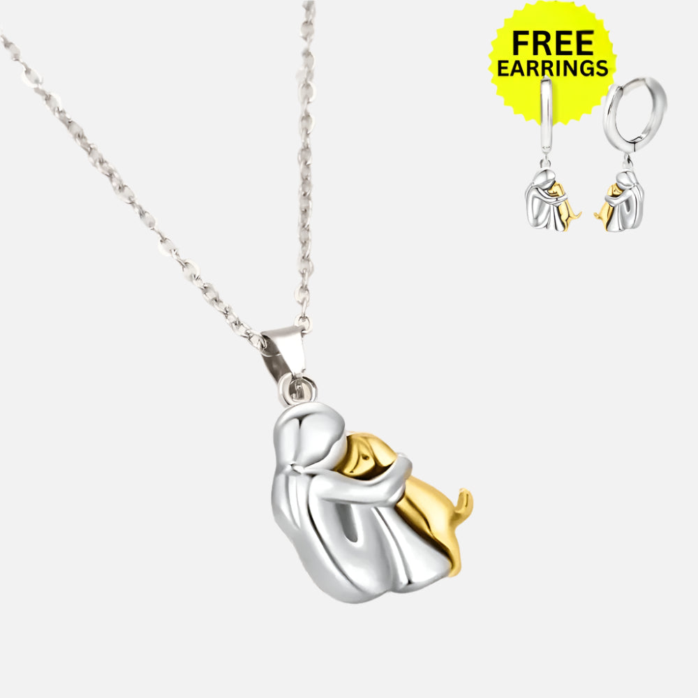 Conjunto de Colar com Pendente e Brincos Abraço
