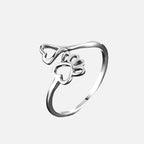 Adjustable Stainless Steel Paw and Heart Ring