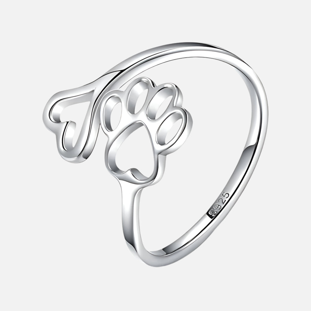 Verstelbare ring met pootje en hart
