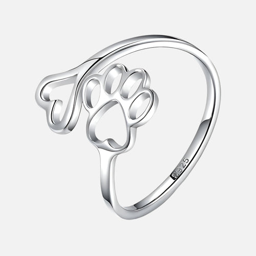 Adjustable Paw and Heart Ring