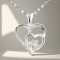 Sterling Silver Double Heart Paw Pendant with Zirconia