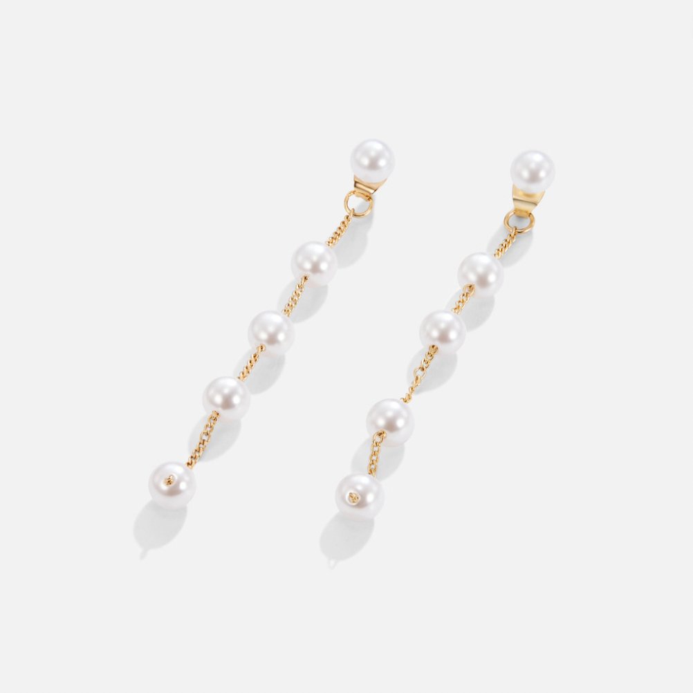 Pearl Drop Earrings with a Fine Gold-Tone Setting