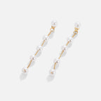 Pearl Drop Earrings with a Fine Gold-Tone Setting