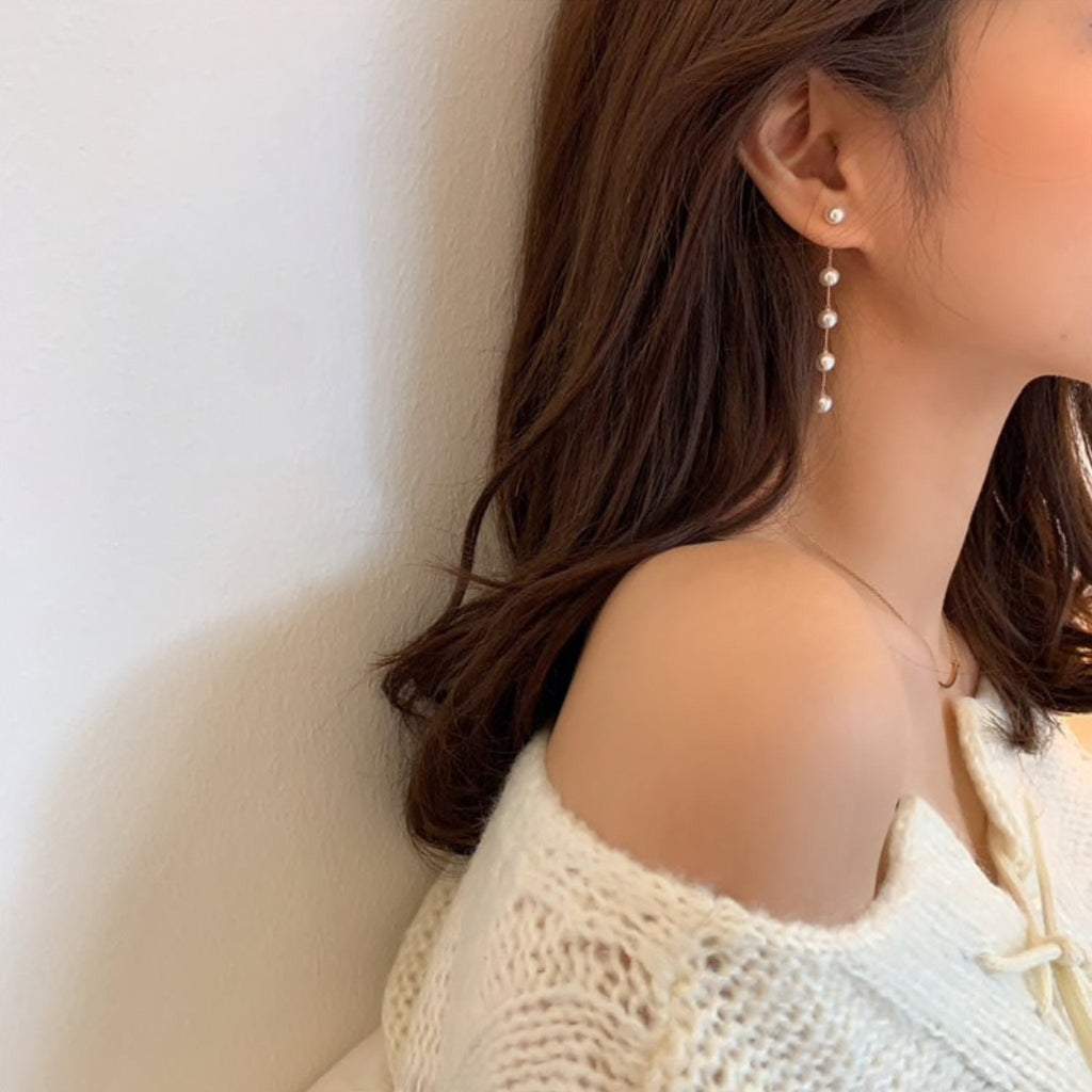 Pearl Drop Earrings with a Fine Gold-Tone Setting