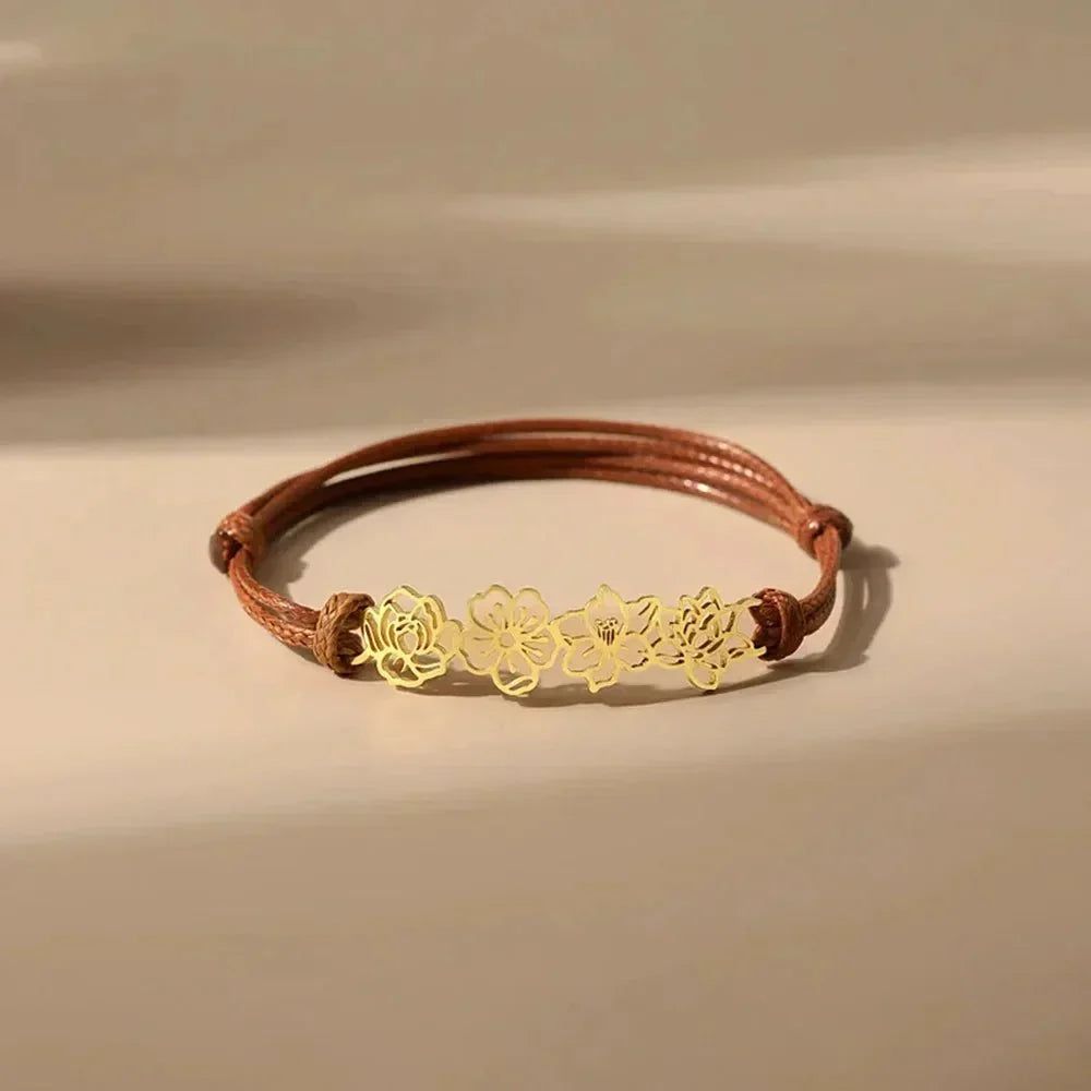 Personalised Birth Flower Bracelet with One to Four Flowers