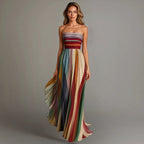 Striped Strapless Relaxed Maxi Dress