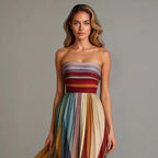 Striped Strapless Relaxed Maxi Dress