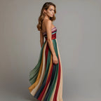 Striped Strapless Relaxed Maxi Dress