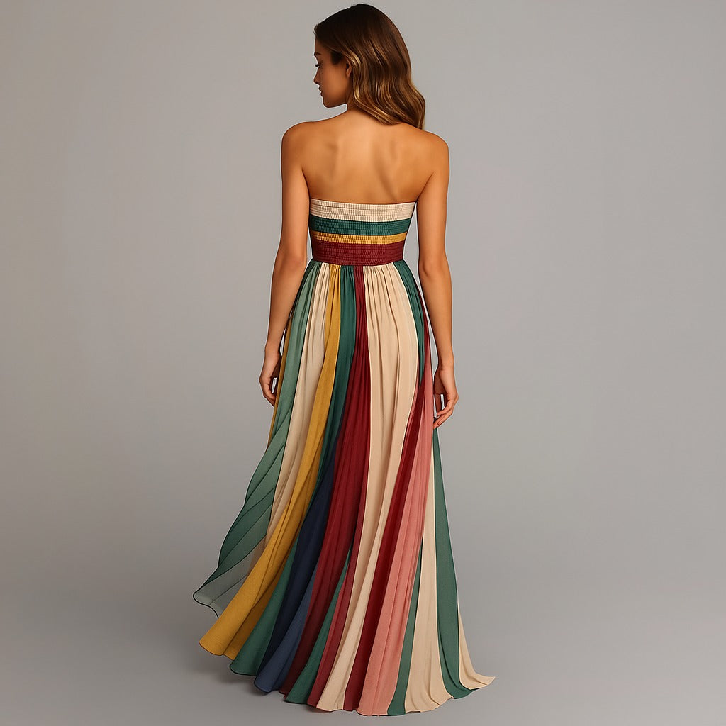 Striped Strapless Relaxed Maxi Dress