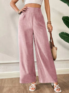 Wide-Leg Trousers with Smocked Side Panels