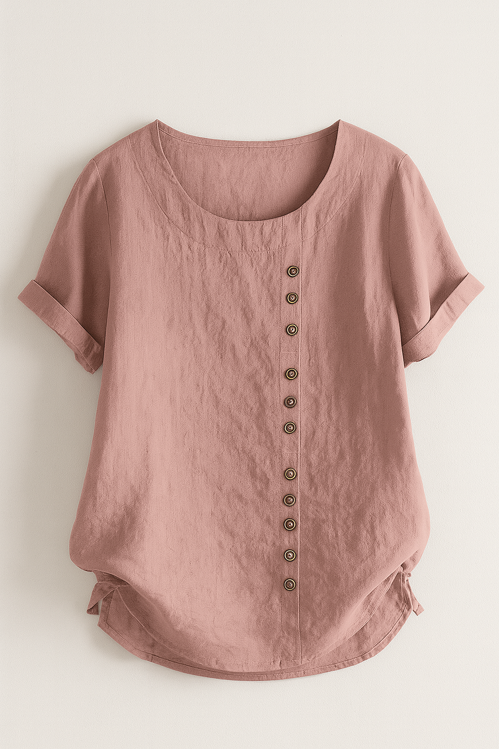 Linnen blouse met knoopsluiting en comfortabele pasvorm