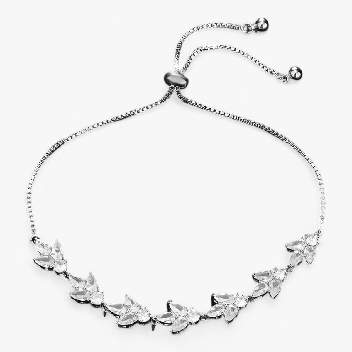 Bloemenbedelarmband met heldere zirkonia, verstelbaar