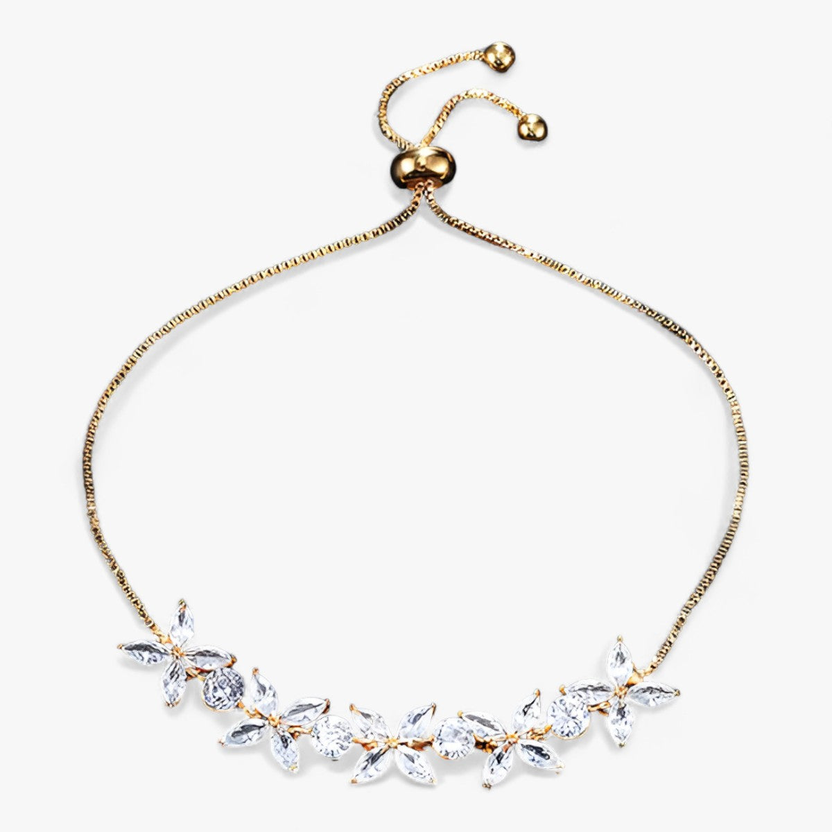 Bloemenbedelarmband met heldere zirkonia, verstelbaar
