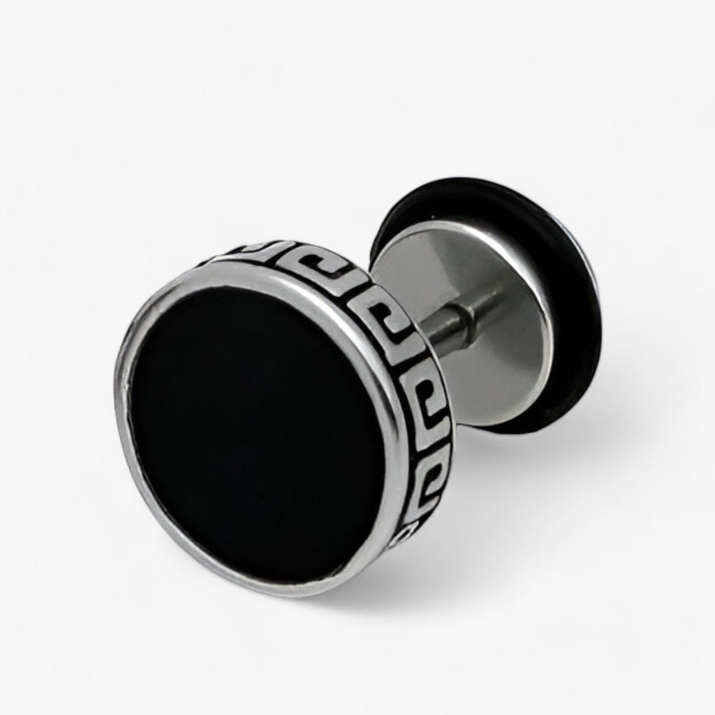 Round Titanium Steel Earrings with Vintage Finish