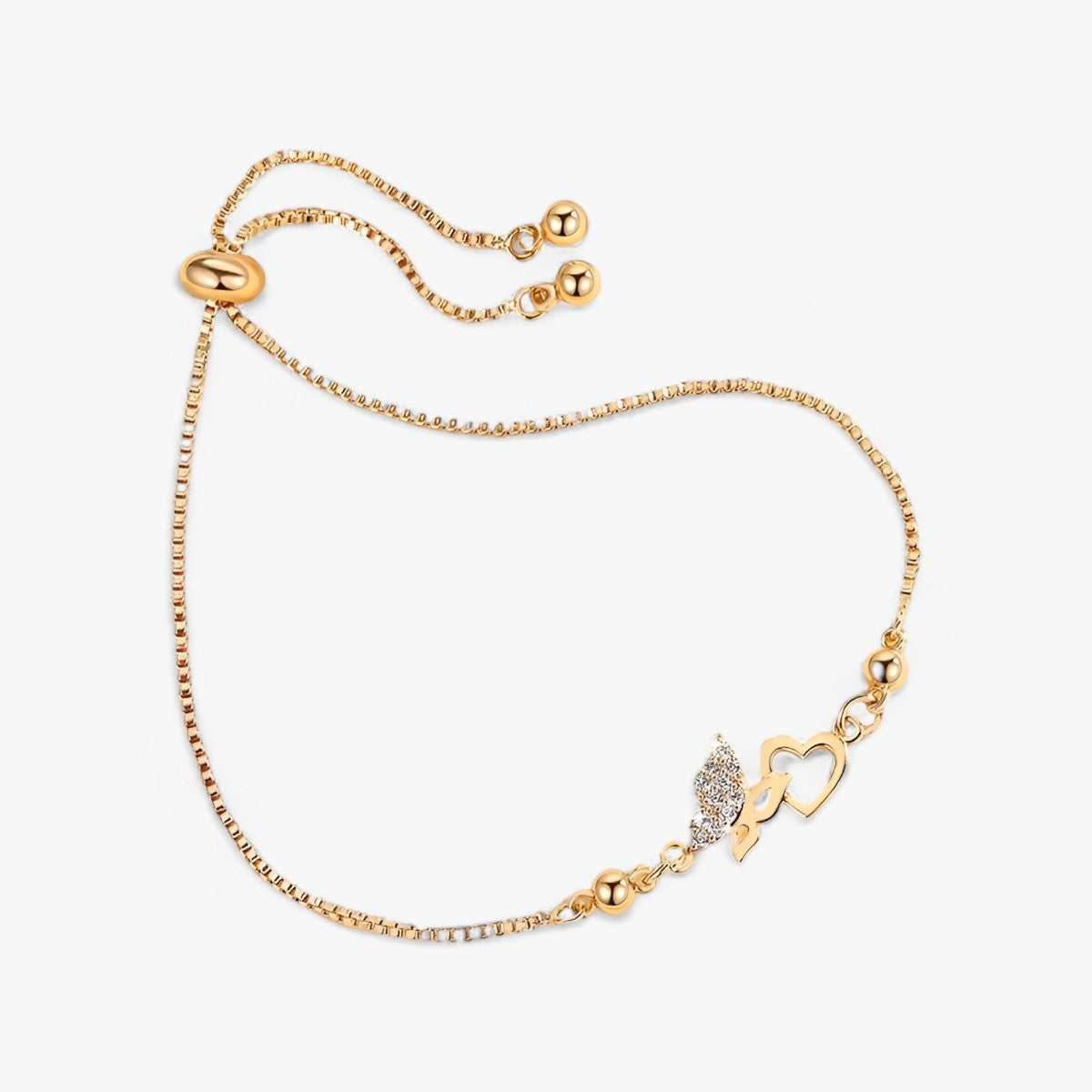 Vlinderarmband met zirkoon aan verstelbare ketting