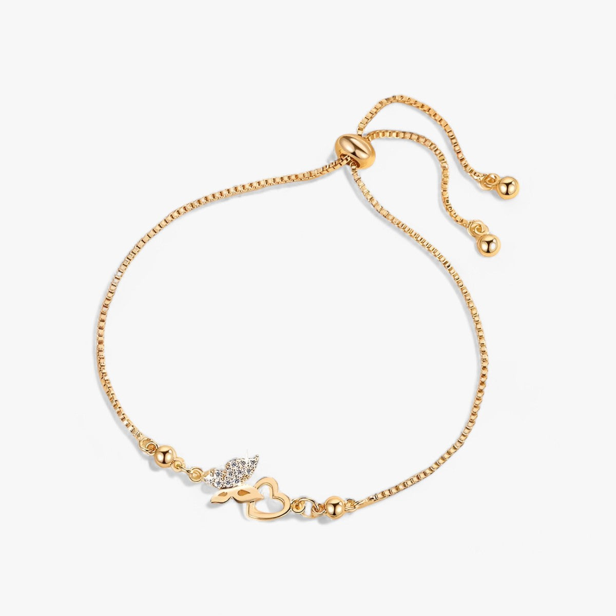 Vlinderarmband met zirkoon aan verstelbare ketting