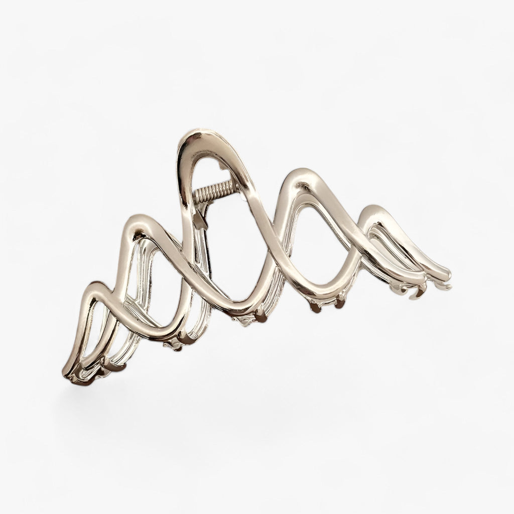 Wide Geometric Hair Clip in Gold-Tone Metal