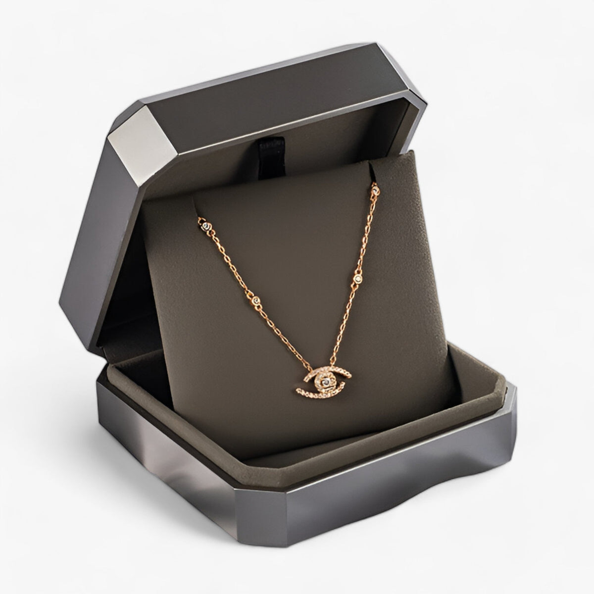 Set met ketting en armband met oogmotief, zilverkleurig