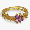 Adjustable Ring with Micro-Set Purple Stone