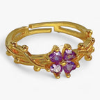 Adjustable Ring with Micro-Set Purple Stone