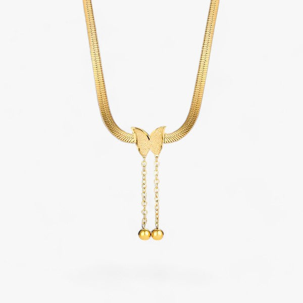 Ketting met vlinderhanger in goudkleurig roestvrij staal
