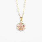 Ketting met roze sakura-hanger in roestvrij staal