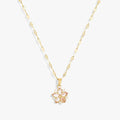 Ketting met roze sakura-hanger in roestvrij staal