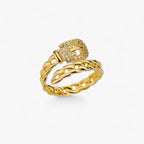 Ring in riemstijl met zirkoon, goudkleurig