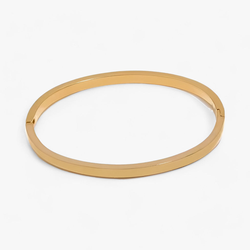 Gladde ronde armband in 18K goudkleurig roestvrij staal